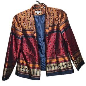 Coldwater Creek Size 16 Ethnic Metallic Rich Artsy Cultured Jacket Blazer Open